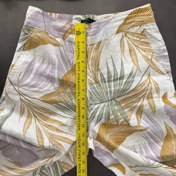 Tahari 100% Linen Crop Palazzo Pant Wide Leg Tropical Beachy Resort Vacation S‎ - Picture 7 of 9